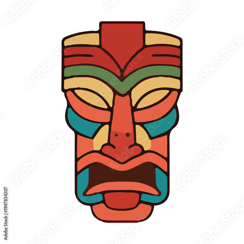 Colorful Tiki Mask Illustration