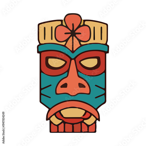 Colorful Tiki Mask Illustration