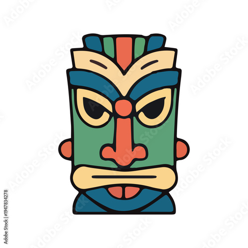 Colorful Tiki Mask Illustration