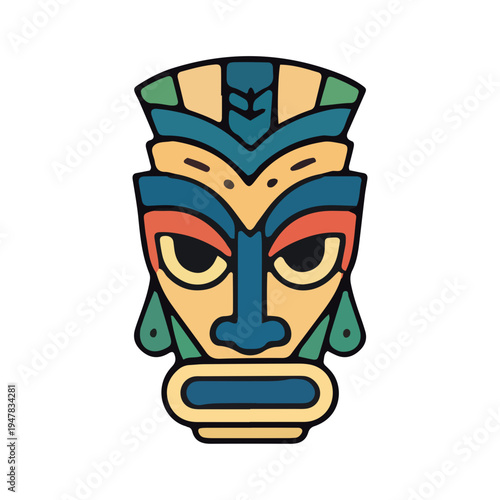 Colorful Tiki Mask Illustration