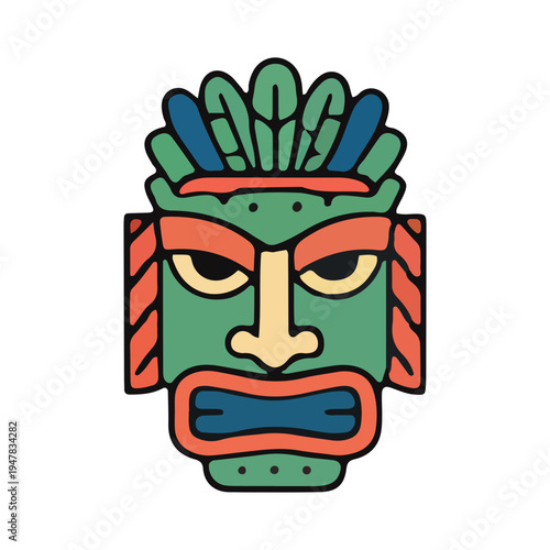 Tribal Tiki Mask Illustration
