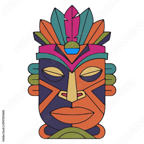 Colorful Tribal Mask Illustration
