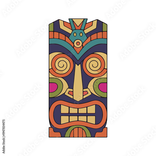 Colorful Tiki Mask Illustration