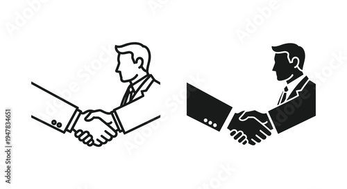 Elegant handshake line art representing collaboration agreement and professional business deal