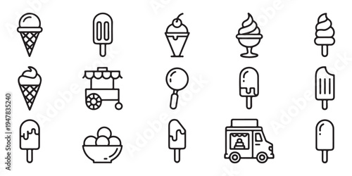 Vector illustrations set of ice cream icons and symbols for web and mobile applications