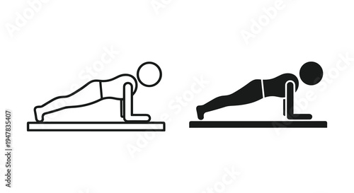 Comparative depiction of plank exercise poses with varying levels of visual detail