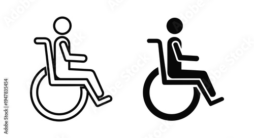 Two versions of the international symbol of access, wheelchair access sign
