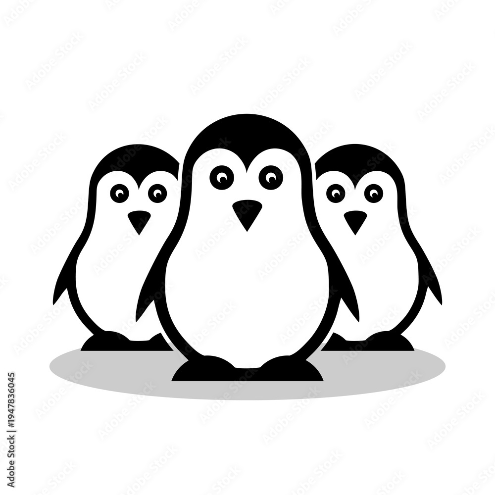 Fototapeta premium Simple Penguins Icon with shadow