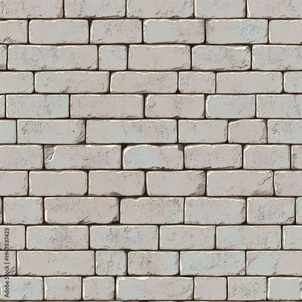 Obraz premium weathered pale brick wall with textured mortar in orderly horizontal rows, calm minimalist backdrop