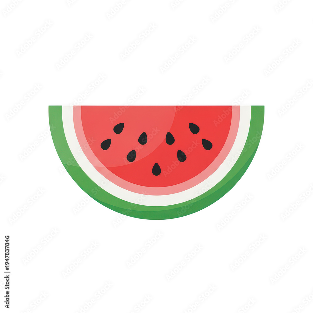 Fototapeta premium A slice of watermelon with black seeds isolated on transparent background