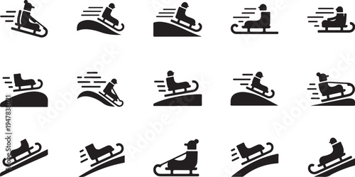 Sledding and Winter Sports Icon Set for Designers