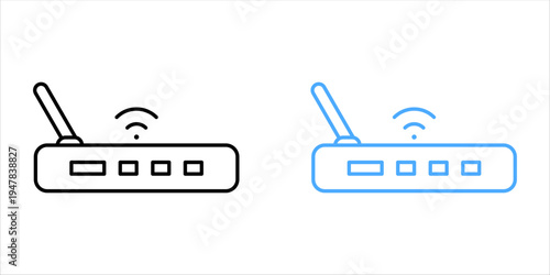 Network modem line icon for internet connection, smart home technology, and broadcasting.