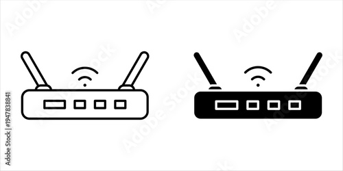 Internet modem router icon for connectivity and networking symbol.