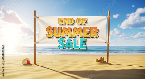 End of summer sale beach getaway relaxing vacation and discounts