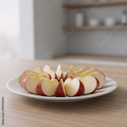 Sliced Red Apple on Plate