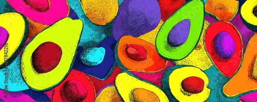 Wallpaper Mural Vibrant Abstract Art of Colorful Sliced Avocados with Bright Background. Torontodigital.ca