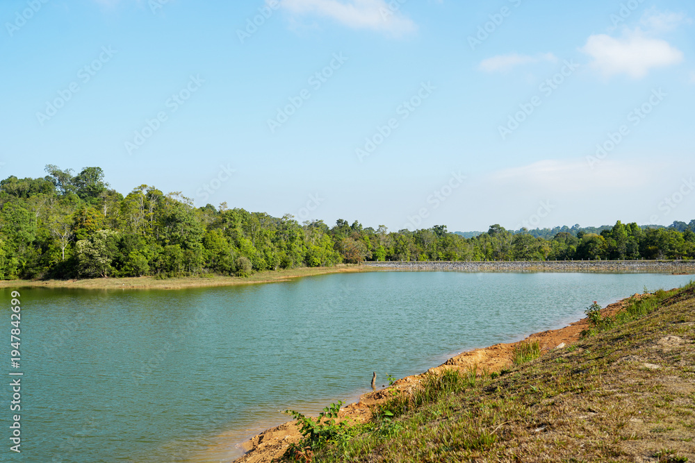 Obraz premium The beautiful blue sky in the lake, Khao Yai national park, Thailand. Travel and adventure concept