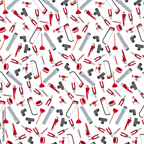 Seamless Plumbing Tools Pattern Vector