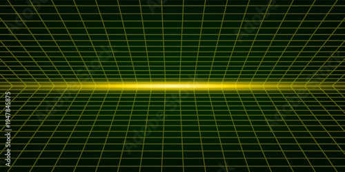 3d wireframe perspective grid room template design vector illustration background. Empty 3 dimension virtual room with perspective wireframe grid geometric sketch. Cyber virtual line interior frame.