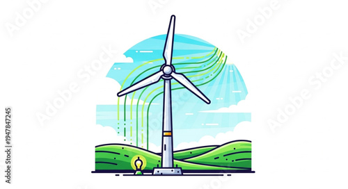 Wind Turbine Renewable Energy Farm.