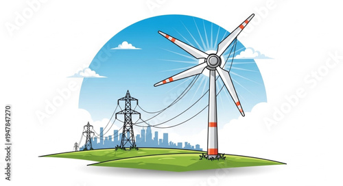 Wind Turbine Renewable Energy Farm.