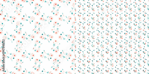 Delicate floral pattern with scattered blooms in pastel shades