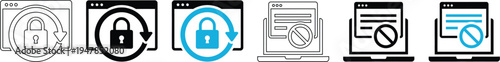 Secure Web Browser Privacy Protection and Online Access Restriction Vector Icon Set