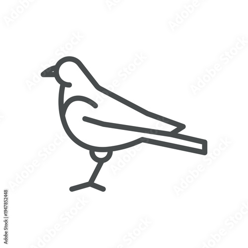 Korean Magpie Icon Vector Set. Minimal Linear Symbol of Korean National Bird, Wildlife, and Cultural Folklore.
