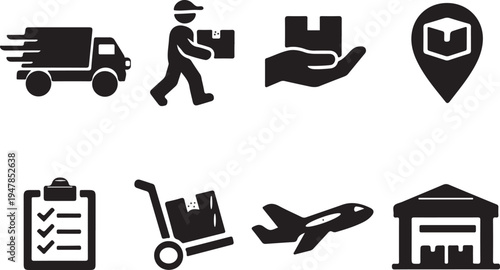 Fast Delivery Truck and Courier Service Symbols.
