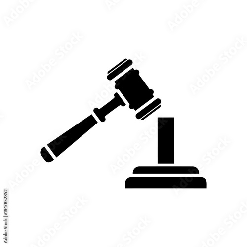 A black icon of a gavel on a stand.