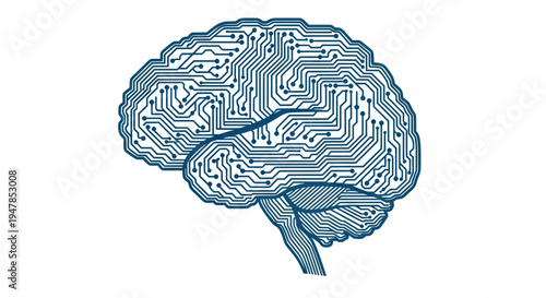Digital Brain Circuitry: Artificial Intelligence and Technology Concept