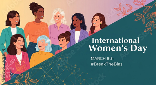 Diverse women celebrate international women's day on march 8th with a call to breakthebias unity and empowerment