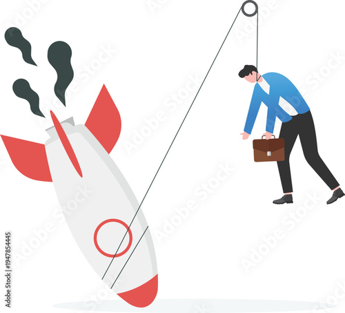 Businessman Struggling with Project Launch Failure