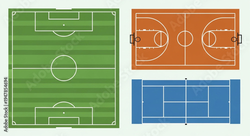 Overhead View of Soccer, Basketball, and Tennis Courts.