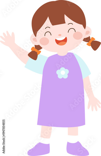 손 흔드는 여자아이