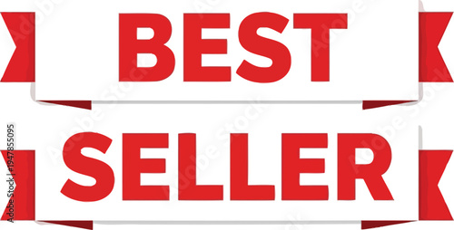 Best Seller Red Ribbon Banner Vector