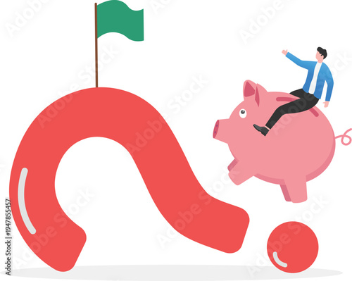 Businessman Finding Wealth in Question Mark