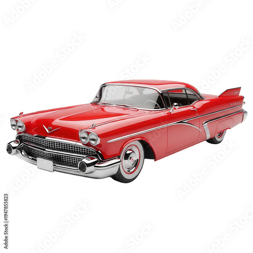 Vintage Red Cadillac Coupe Parked on Black Background For Retro Automotive Concepts