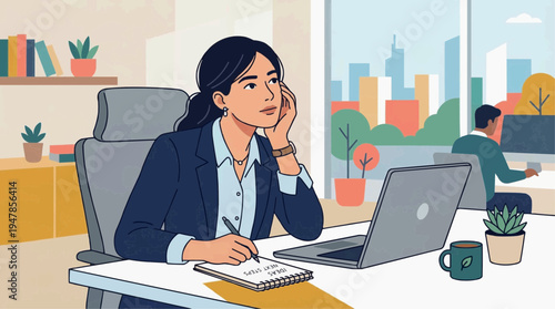 Business Women is Thinking About Vector Art 
