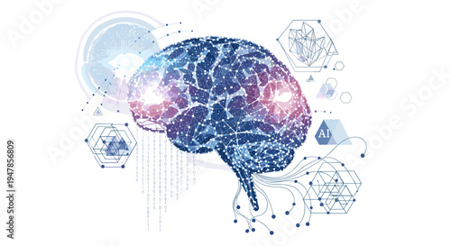 Digital brain network with glowing connections representing artificial