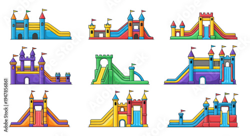 Colorful Bouncy Castles Collection, Inflatable Playgrounds for Kids