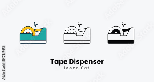 Tape Dispenser icons vector set stock illustration