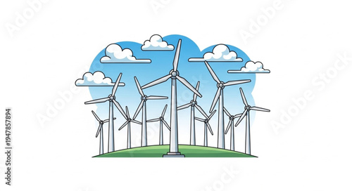 Wind Turbines Renewable Energy Farm.