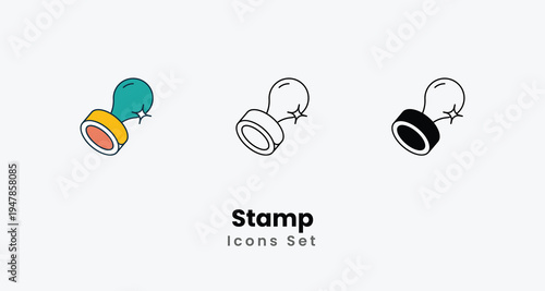 Stamp icons vector set stock illustration
