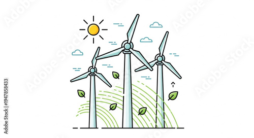 Wind Turbines Renewable Energy Farm.