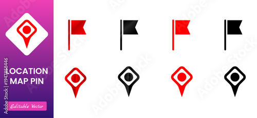 Location, map and navigation pin icon collection with GPS markers, place pointers, position tracking and route symbols, vector outline navigation icons set isolated on transparent background