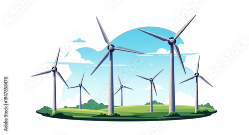 Wind Turbines Renewable Energy Farm.