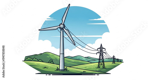 Wind Turbine Renewable Energy Farm.