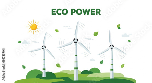 Wind Turbines Eco Power Energy.