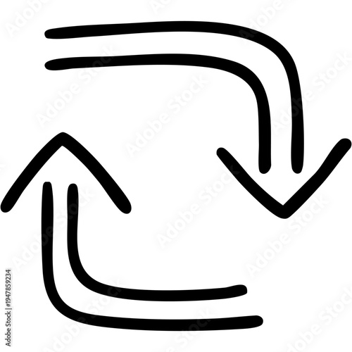 二重線の手書き矢印のイラスト18（黒）